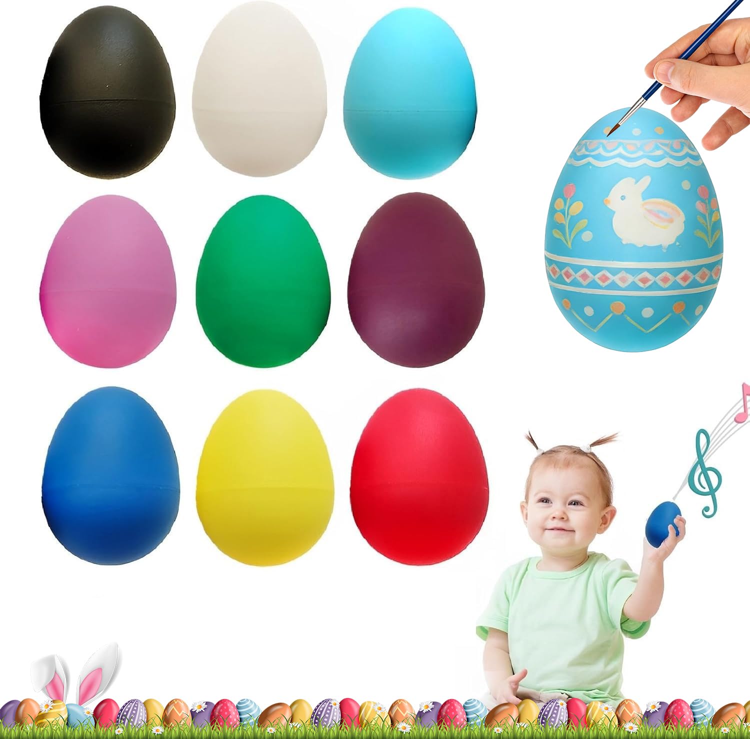 Shaker de Huevo,Maracas de Huevo,Maracas en Forma De Huevos,Huevos Musicales para Fiesta Infantil Cesta de Pascua Caza de Pascua,Musikinstrument Egg Shaker(6 Stück) — view 7