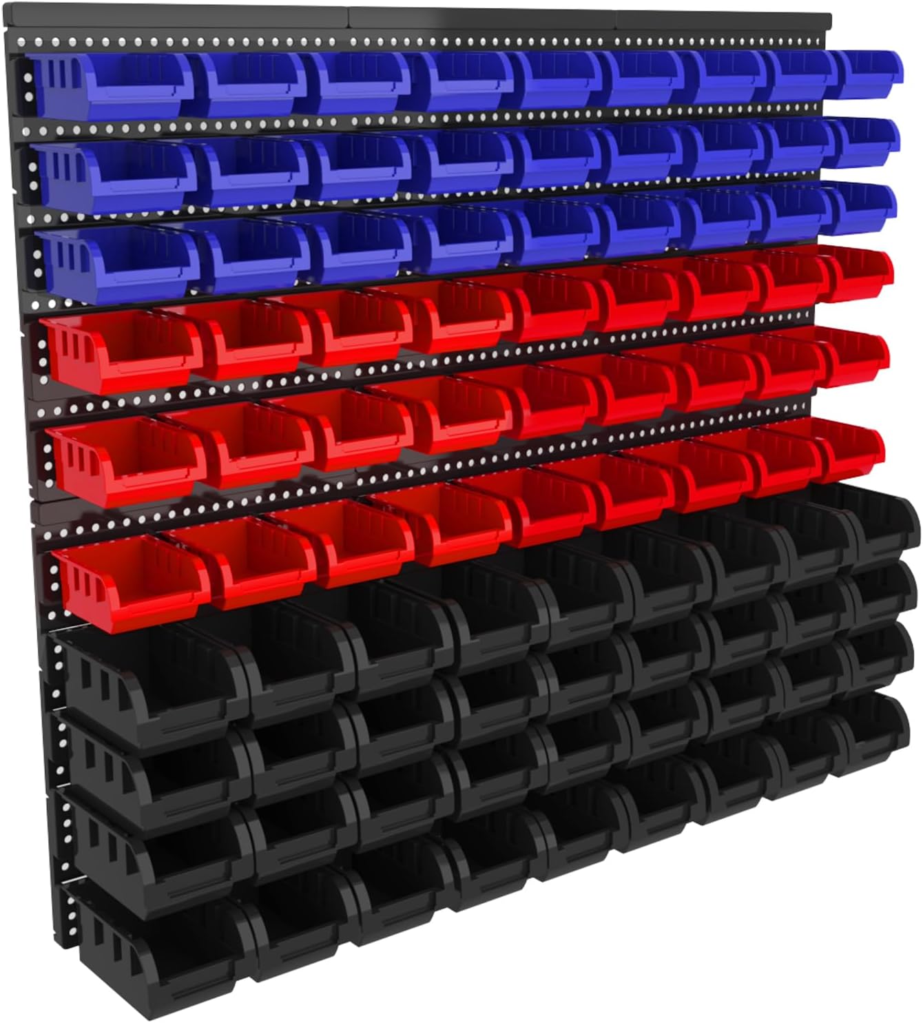 90PCS Heavy-Duty Wall Mounted Storage Bins - Plastic Adjustable Compartment Organizer for Nuts, Bolts, Screws & DIY Tools | Garage, Workshop Wall Rack