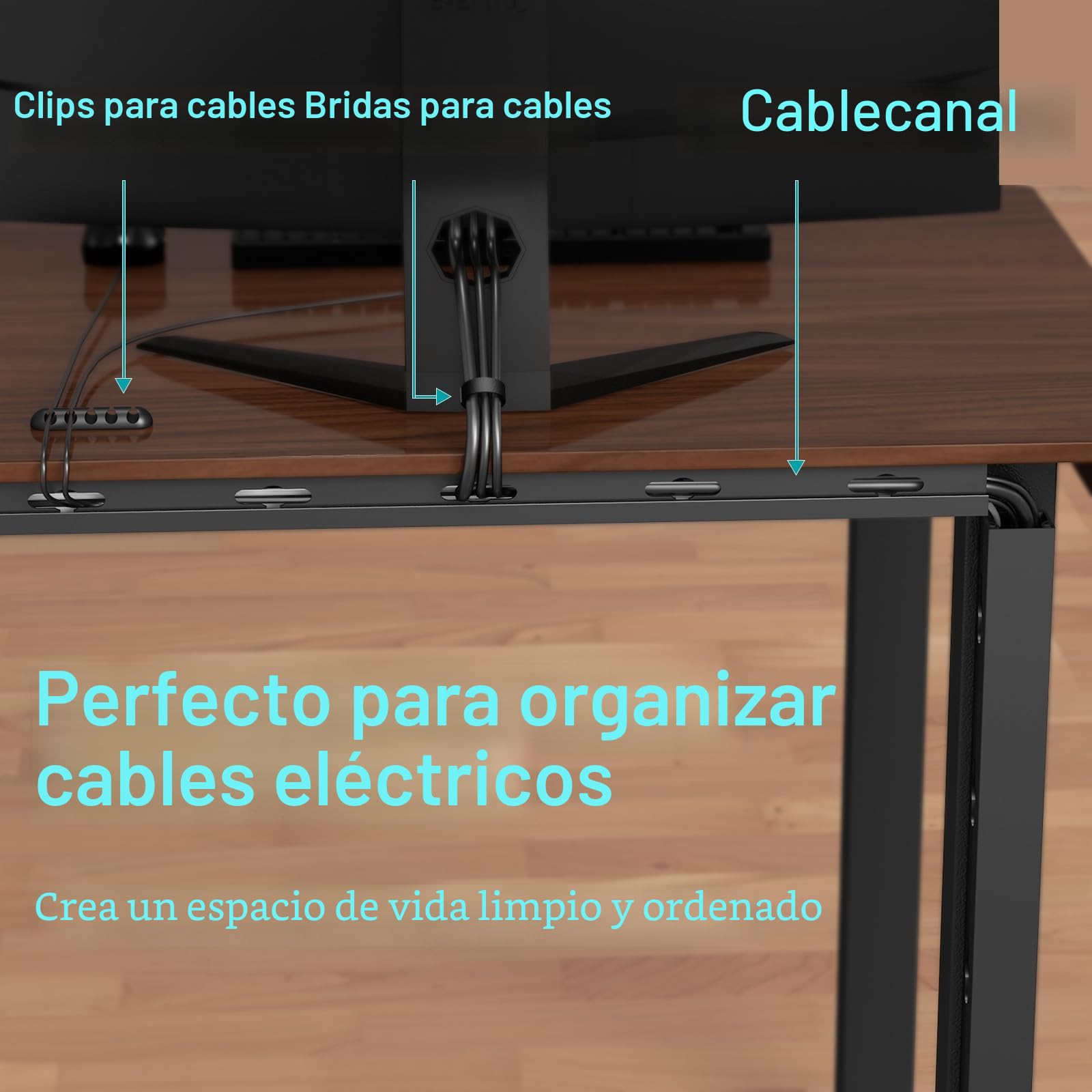 Canaletas Cables, Canaletas para Cables Adhesivas Magnetic, Organizador de Cables para Ocultar Ordenador, Mesa de Juegos, Red, TV, Cable de Alimentación (4PCS 3.5x3x40cm Negro)