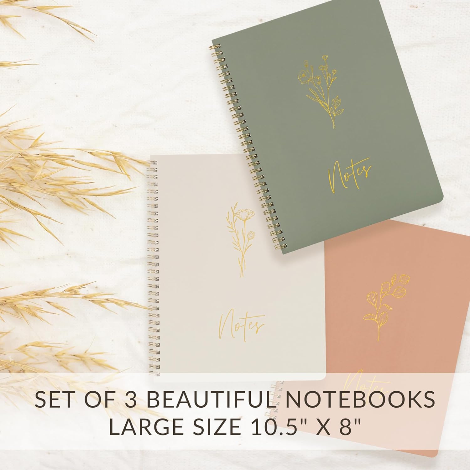 ZICOTO Aesthetic Spiral Notebook Set of 3 For Women 10.5 x 8 - Large College Ruled Journal/Notebook with Large Pockets And Lined Pages - Perfect Supplies to Stay Organized at Work or School - Image 3