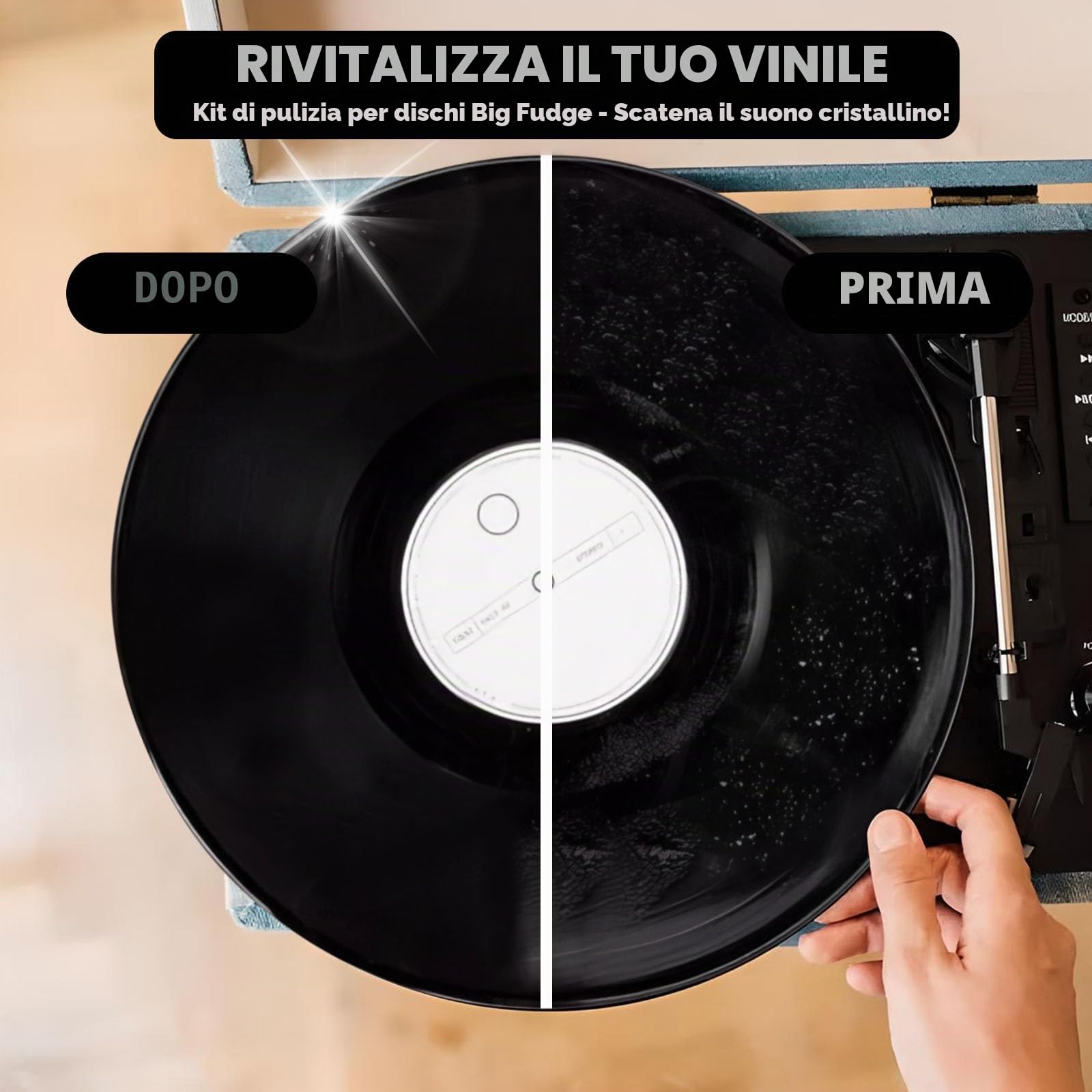 Kit di pulizia per dischi in vinile, detergente completo 8 in 1, 100 ml, spazzola per dischi in velluto, spazzola con manico dritto, spazzola a testa rotonda, vassoio in silicone, panno
