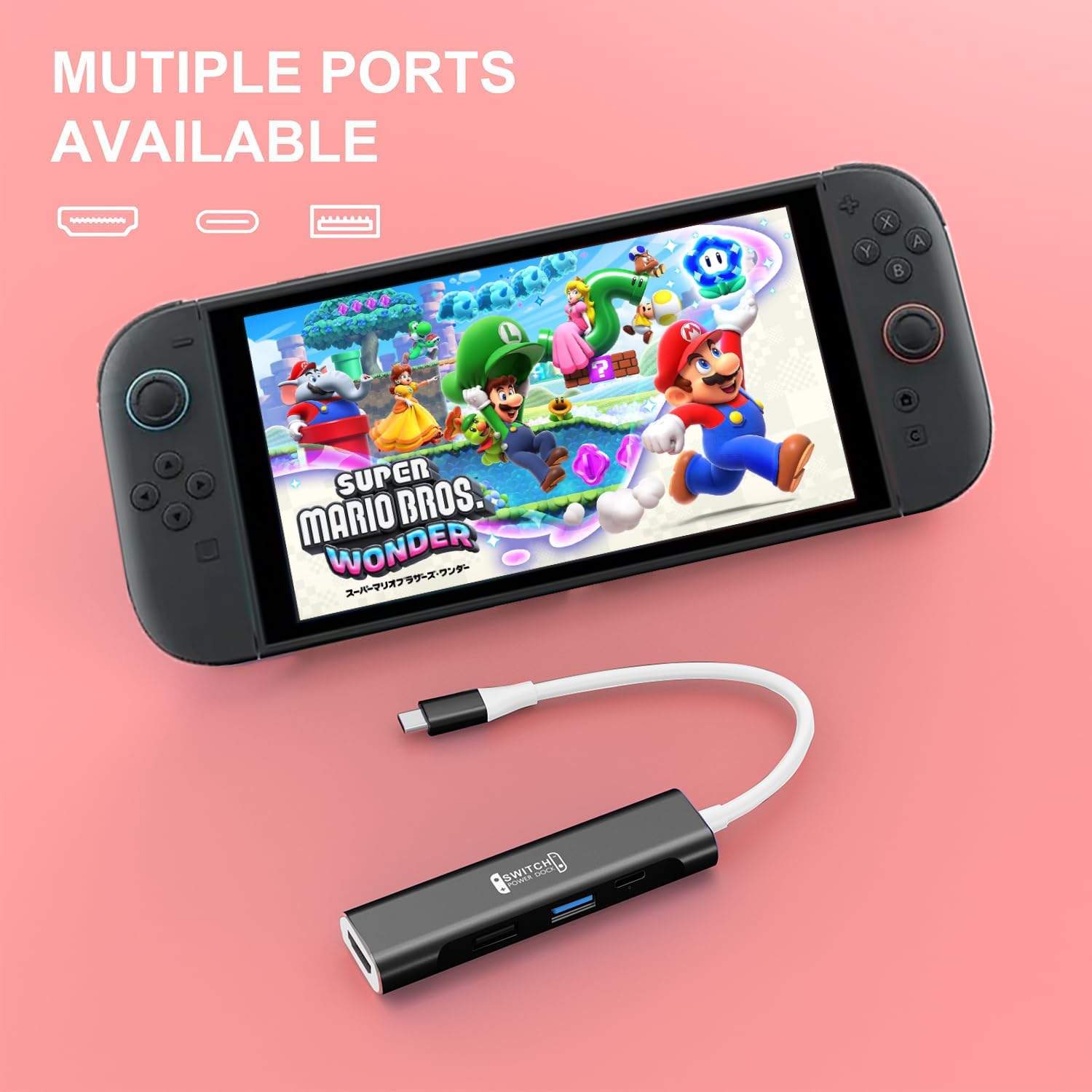 RREAKA Switch Dock für Nintendo Switch 2/1/OLED, 4-in-1 TV Adapter mit 4K60Hz HDMI, USB 3.0, 100W Typ-C Laden, Tragbare Dockingstation für Reisen, Samsung Dex, MacBook