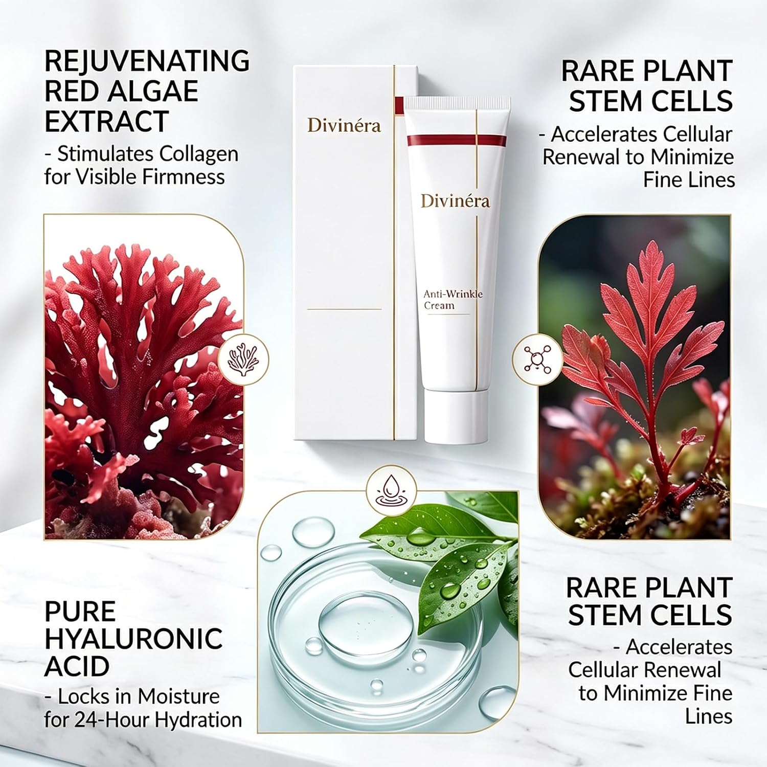 Divinvera Anti Wrinkle Cream, Firming Moisturizing Cream For Arms, Legs, Fast-Absorbing Non-Greasy Formula, Smoother & Youthful-Looking Skin (1pcs)
