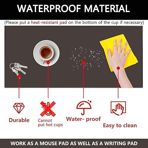 Miniatura 6 de AKOZLIN Alfombrilla de mouse de piel sintética suave de 31.5 x 18.9 pulgadas, alfombrilla de mouse para escritorio de oficina, almohadilla