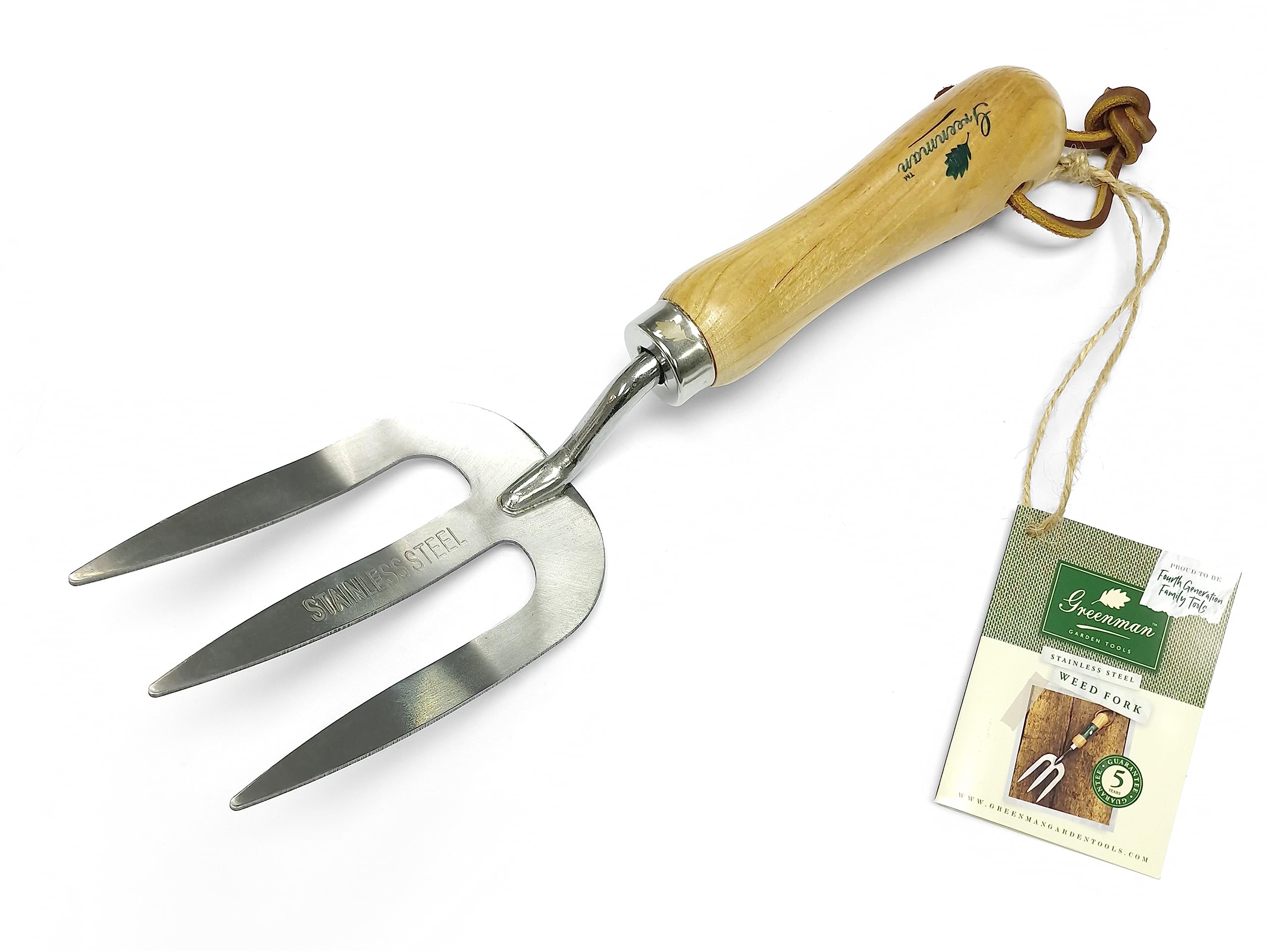 Greenman Stainless Steel Weeding Fork Ash Handled