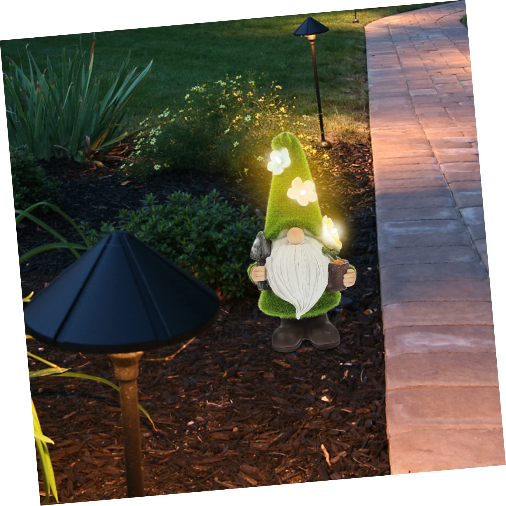 HEMOTON Lampada Solare in Resina a Forma Di Folletto Statua Da Giardino Per Esterni Resistente Intemperie Luce Solare Notturna