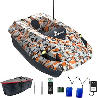 D50E GPS Köderboot mit Sonar, GPS + BeiDou Dual-Positionierung, 2 x 15600 mAh Akku, 2 kg Köderkapazität, Wassertiefen- & Temperaturmessung, 100 Wegpunkte, Auto Return, 500 m Fernsteuerung