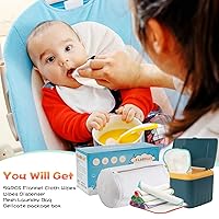 Vista 7 de 54 paquetes de toallitas reutilizables de franela para bebé con dispensador de toallitas azules, toallitas de tela para bebé amigables con la piel