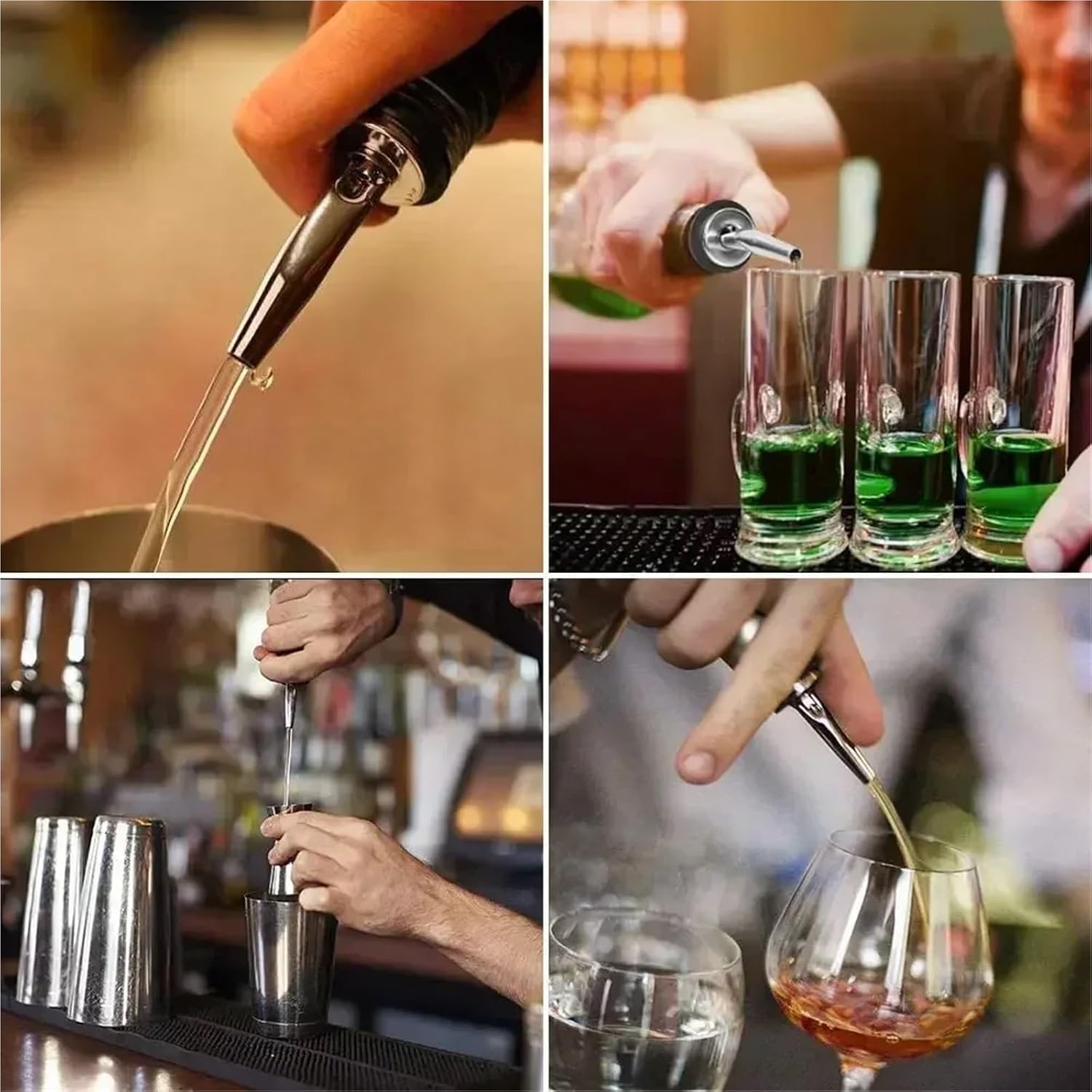 Bottle Pour Spout 304 Stainless Steel Stopper for Bottle Wine Pour Bar Cocktail Shaker Fancy Shaker Mouth Bottle Stopper Drain Bar Accessories for Bar, Kitchen(12pcs Long Cap)