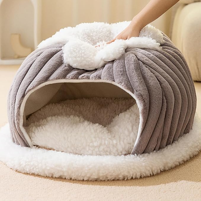 Cama Redonda Perro Pequeña 35cm Capucha Acogedora miniatura 9