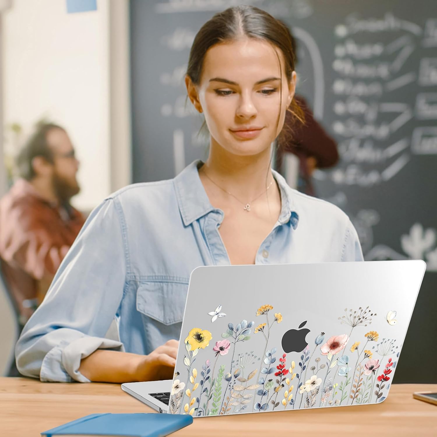 G JGOO Compatible with MacBook Air 13 inch Case 2026 2025 2024 2023 2022 M4 A3240 M3 A3113 M2 A2681, Clear Hard Shell for MacBook Air 13.6 inch Case + Keyboard Cover + Screen Protector, Garden Flower - Image 6