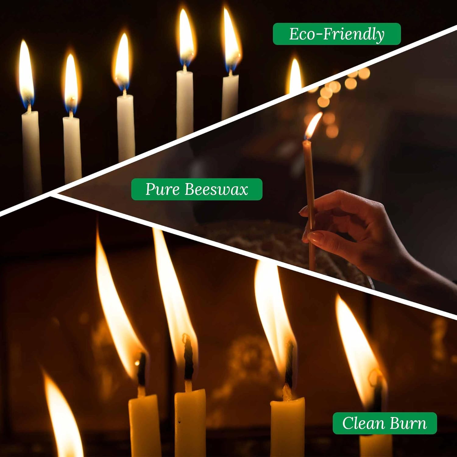 20 Minutes Meditation Beeswax Candles Set and 7 inch Natural Beeswax Birthday Candles for Church