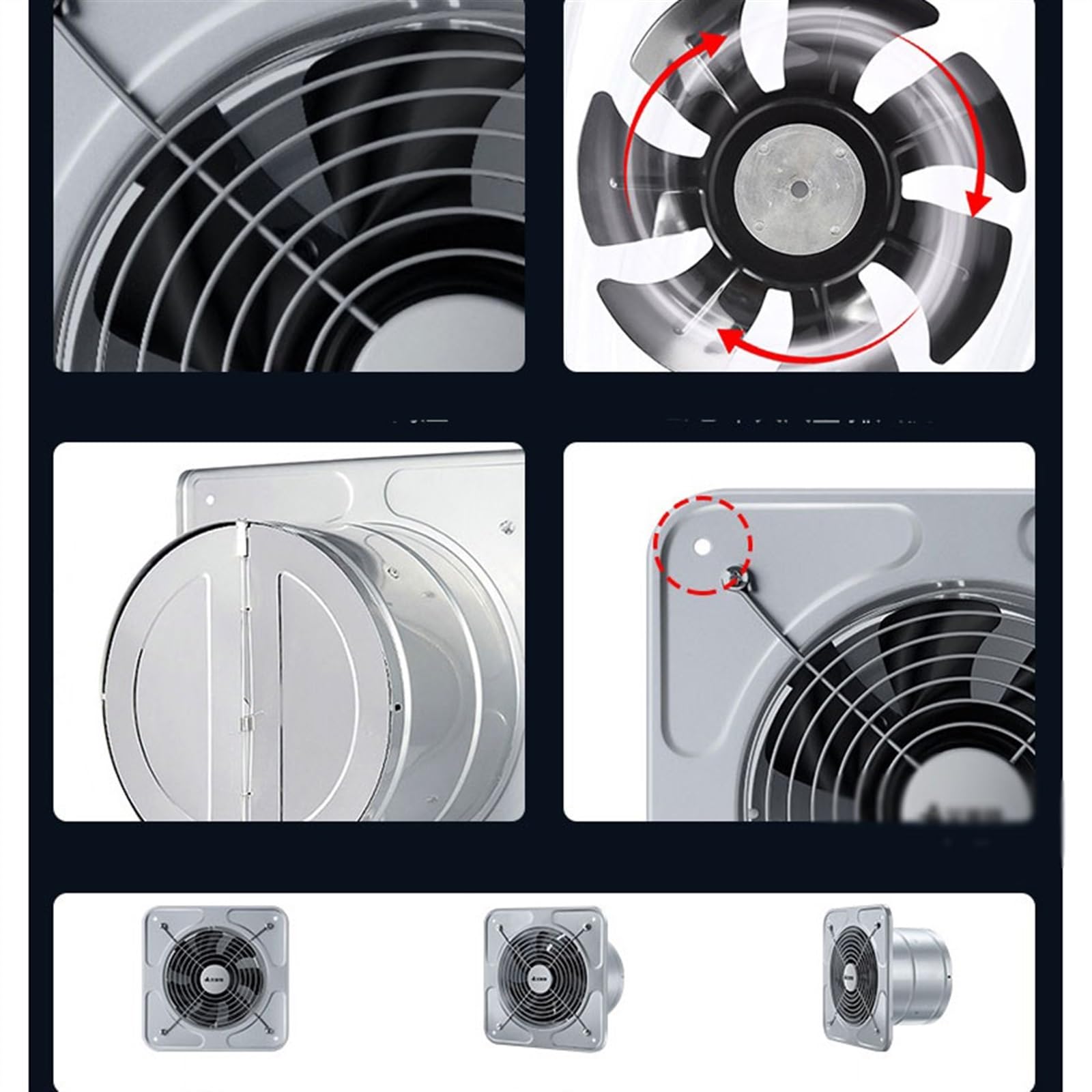 Bagno 6 Pollici/8 pollici/10 pollici/12 Pollici Finestra Ventola di Scarico Potente Cucina Muta Ventola di Scarico Ad Alta velocità Bagno Ventilatore di Scarico(10inch)