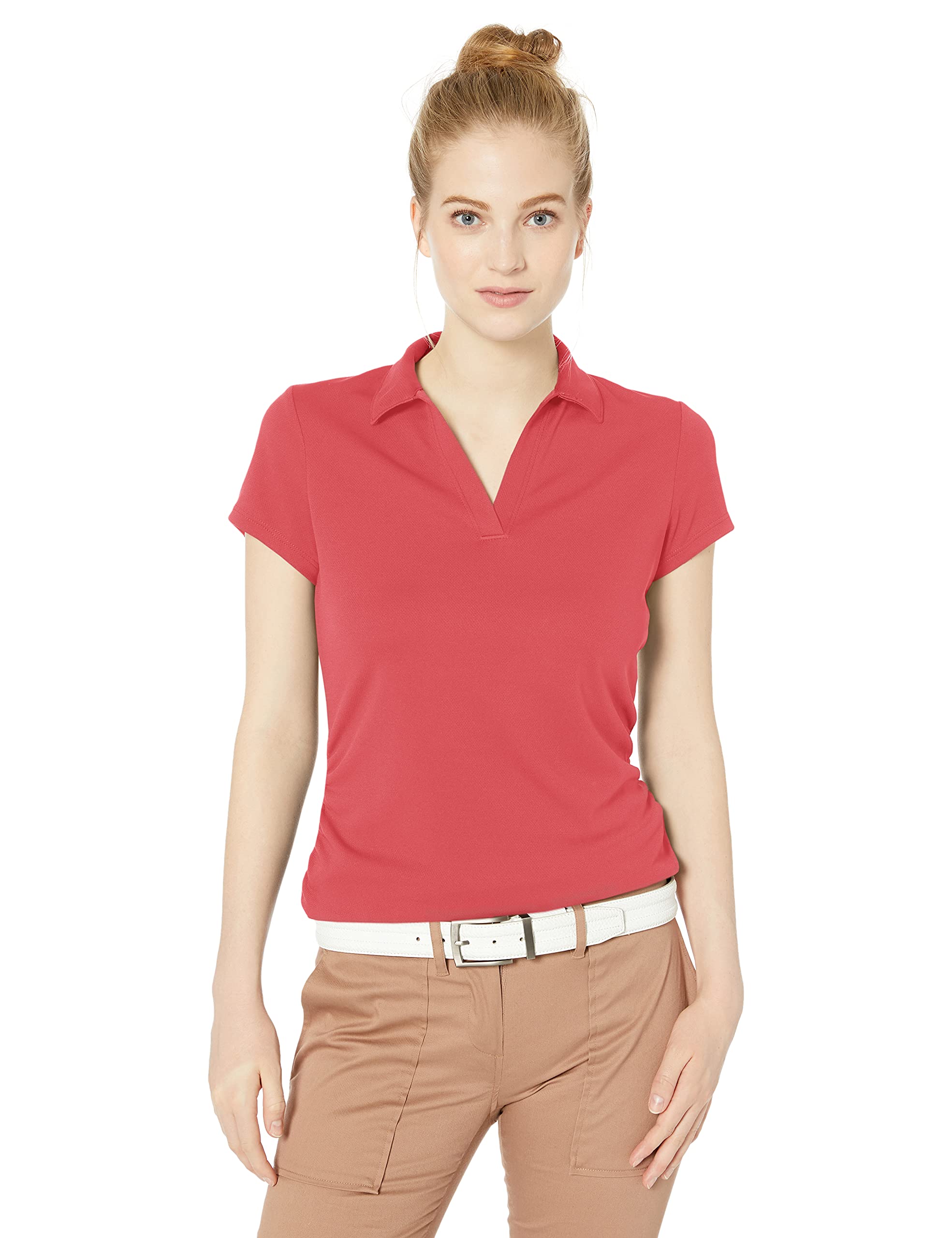 PGA TOUR Women's Standard Airflux Short Sleeve Golf Polo Shirt, Pink Lemonade, XX Large