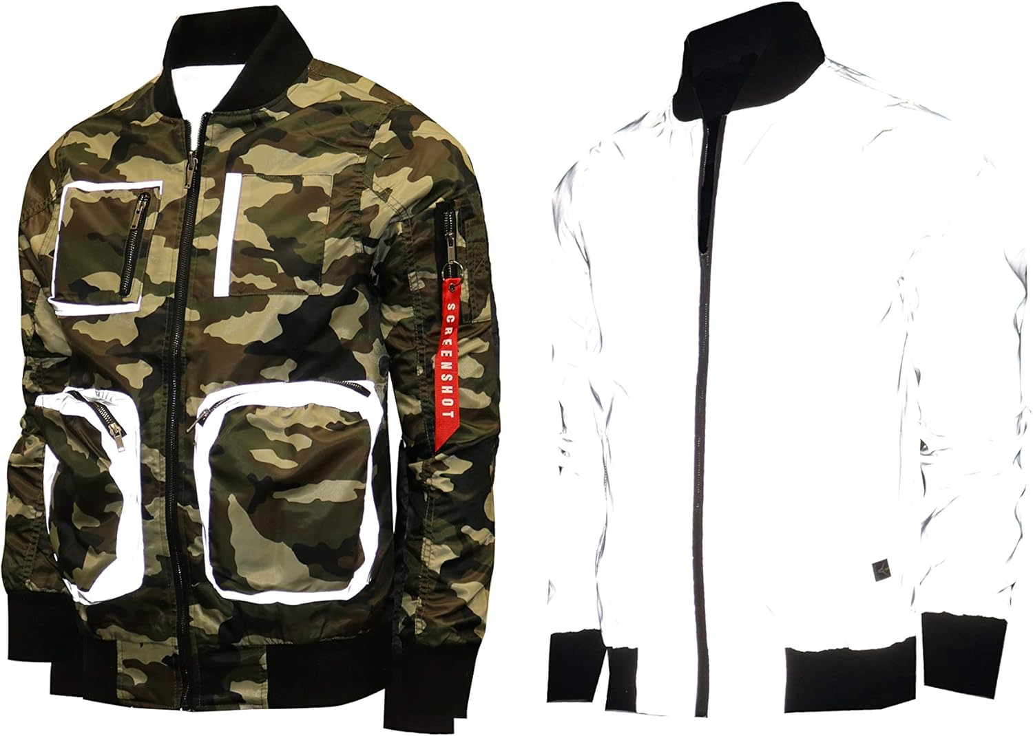 SCREENSHOT Men Streetwear Hip-Hop Urban NY Fashion Bomber Jacket - Modern Outdoor Lightweight Windbreaker Graffiti Zip Up Top