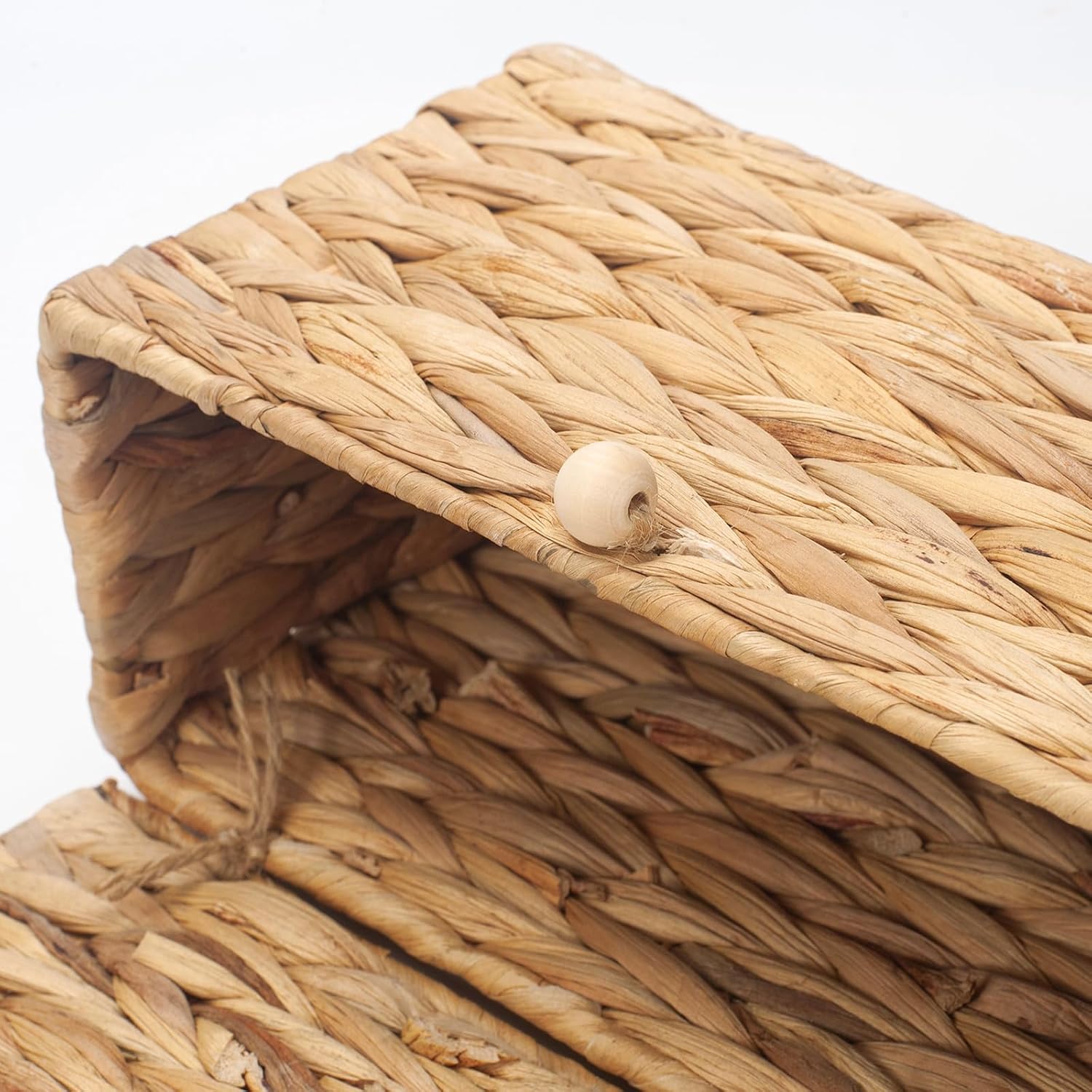 Water Hyacinth Hand Towel Box Cover Compatible with Kleenex Disposable Paper Hand Towels, Woven Wicker Hand Towel Holder for Bathroom Kitchen Living Room Countertop