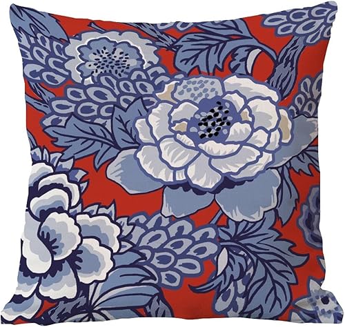 Vista 234 de ArogGeld Chinoiserie - Fundas de almohada escénicas asiáticas, estilo asiático, funda de almohada azul y verde Kelly, funda de cojín para decoración