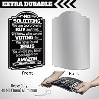 Vista 2 de ANLEY Letrero de aluminio con texto en inglés "No Soliciting", de 12 x 8 pulgadas, resistente a la intemperie, para casa y negocios, placa de metal