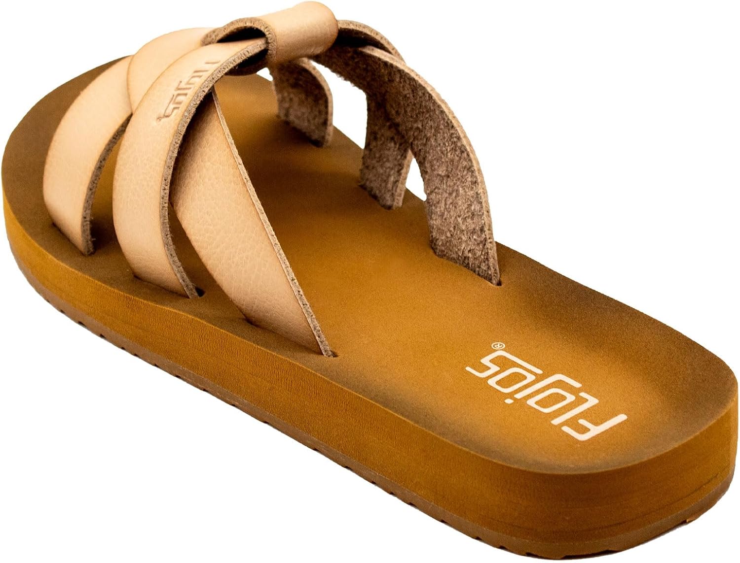 Flojos Salud Women's Sandal, Woven Overlay Slide On Brunished Footbed
