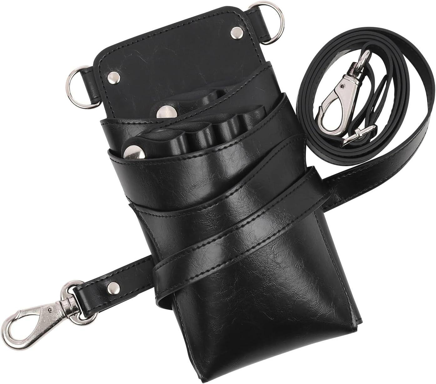 ヌメ革ブラック、蓋付きコンパクトシザーケース ヌメ革ブラック、蓋