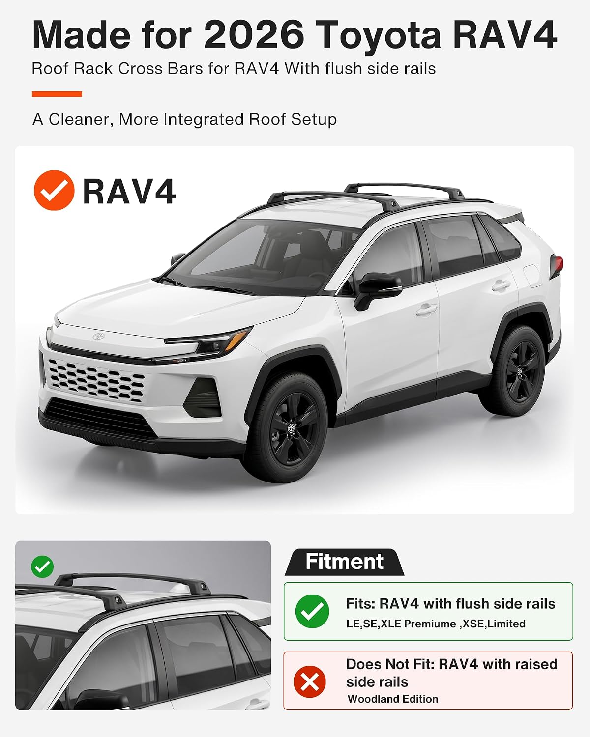 T-Slot Roof Rack Cross Bars fit for 2026 Toyota RAV4, Lockable Bar | 220 lbs Aluminum Crossbars for Flush Side Rails, Rooftop Cargo Carrier Bars for Cargo Basket Family Trips, Kayak Bike Luggage