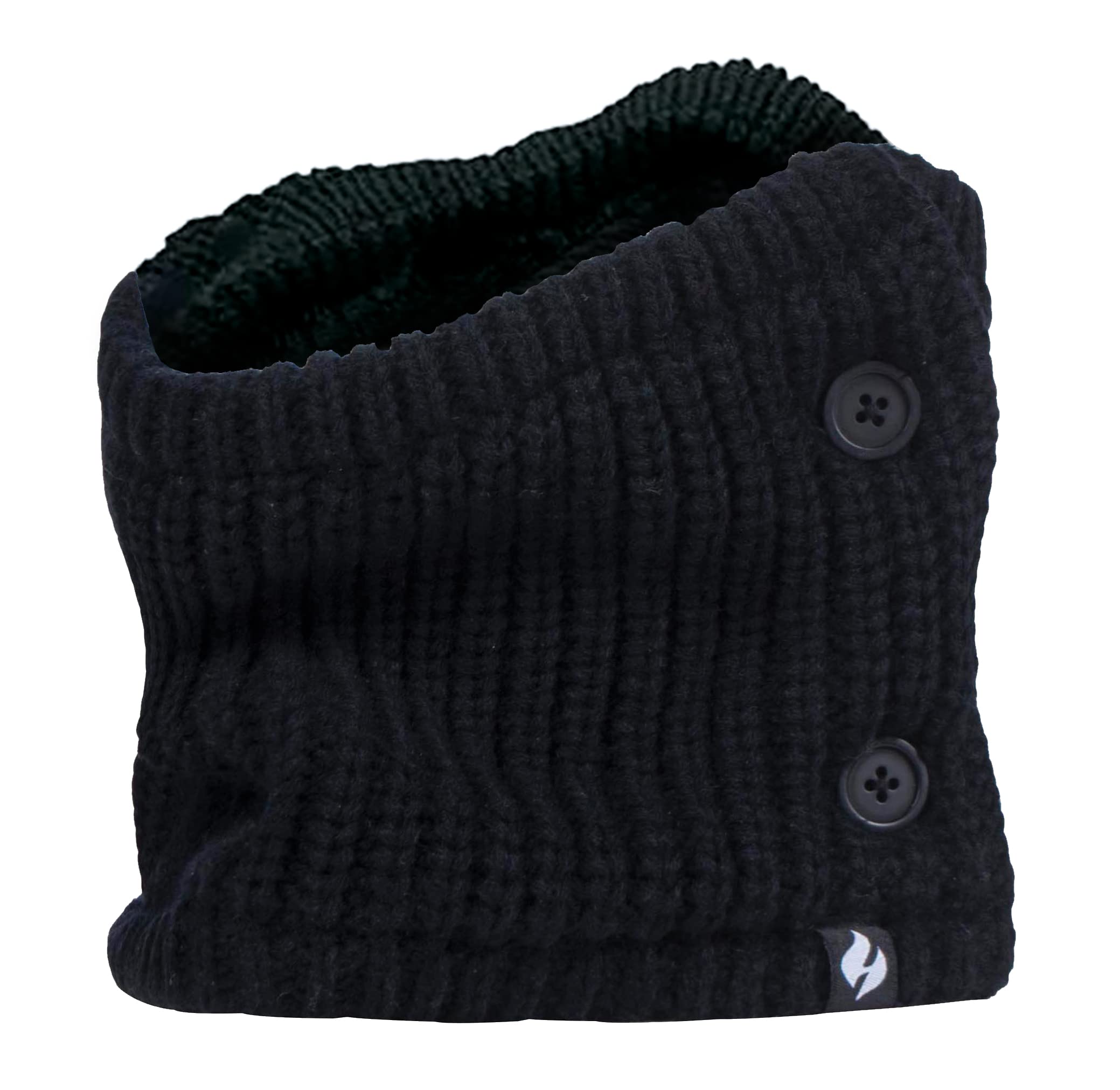 Heat Holders Men's Black - Ladies/Wo Fleece Thermal Neck Warmer Scarf Snood With Button (One Size, )