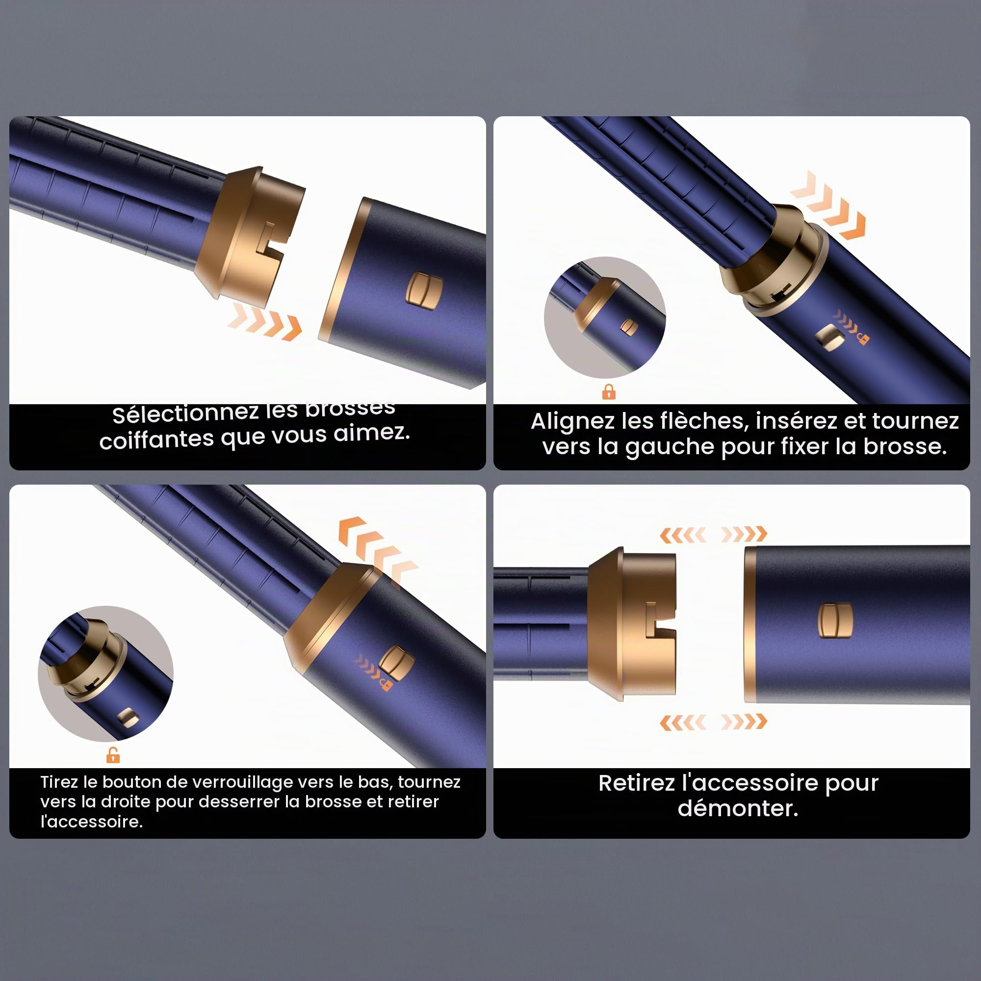 Airbrush 5 en 1 Seche Cheveux 5 en 1, Brosse Soufflante 5 en 1 Avec Seche Cheveux Boucleur, Brosse Souflante, Thermal Brush, Air Styler 5 en 1 Pour Sécher, Boucler, Lisser, Cadeau pour femme