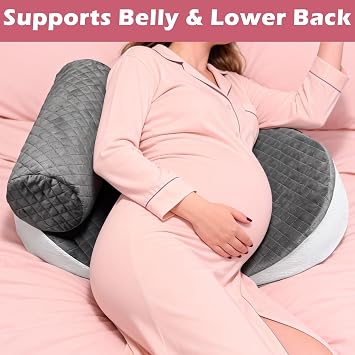 OlyPegic Pregnancy Pillows for Sleeping, Memory Foam Maternity Pillow, Pregnancy Wedge Pillow with Removable Washable Cover, Body Pillows for Belly, Back & Hip Support During Pregnancy(Grey)