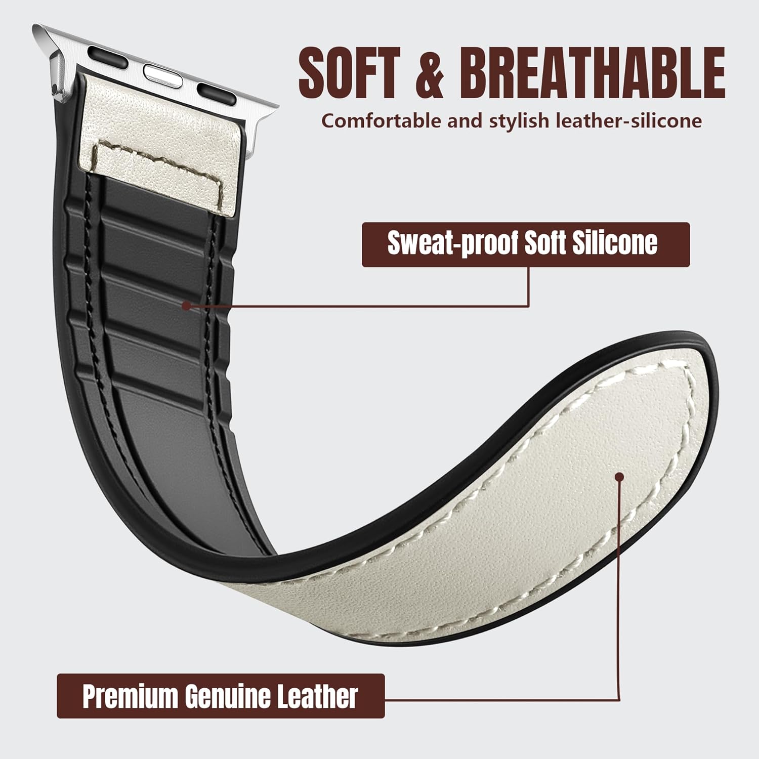 Charlam Magnetic Leather Bands Compatible with Apple Watch Bands 49mm 46mm 45mm 44mm 42mm 41mm 40mm 38mm Men Women,Genuine Leather Straps for iWatch Bands Ultra 3/2/1 SE Series 11 10 9 8 7 6 5 4 3 2 1 - Image 2