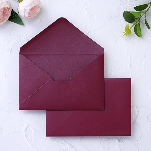 Miniatura 1 de PONATIA Paquete de 50 sobres A4, sobres burdeos de 4 14 x 6 18 pulgadas, perfectos para tarjetas de regalo, tarjetas de detalles de boda, tarjetas