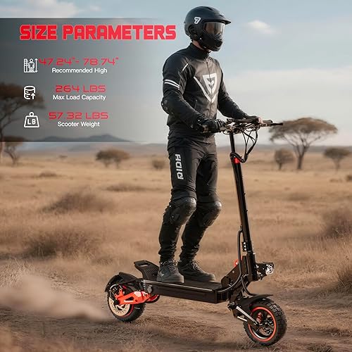 Miniatura 4 de Patinete eléctrico para adultos - Rango de 37 millas, velocidad máxima de 34 MPH, motor de 1200 W, neumáticos todoterreno de 11 pulgadas, 48 V18 AH,