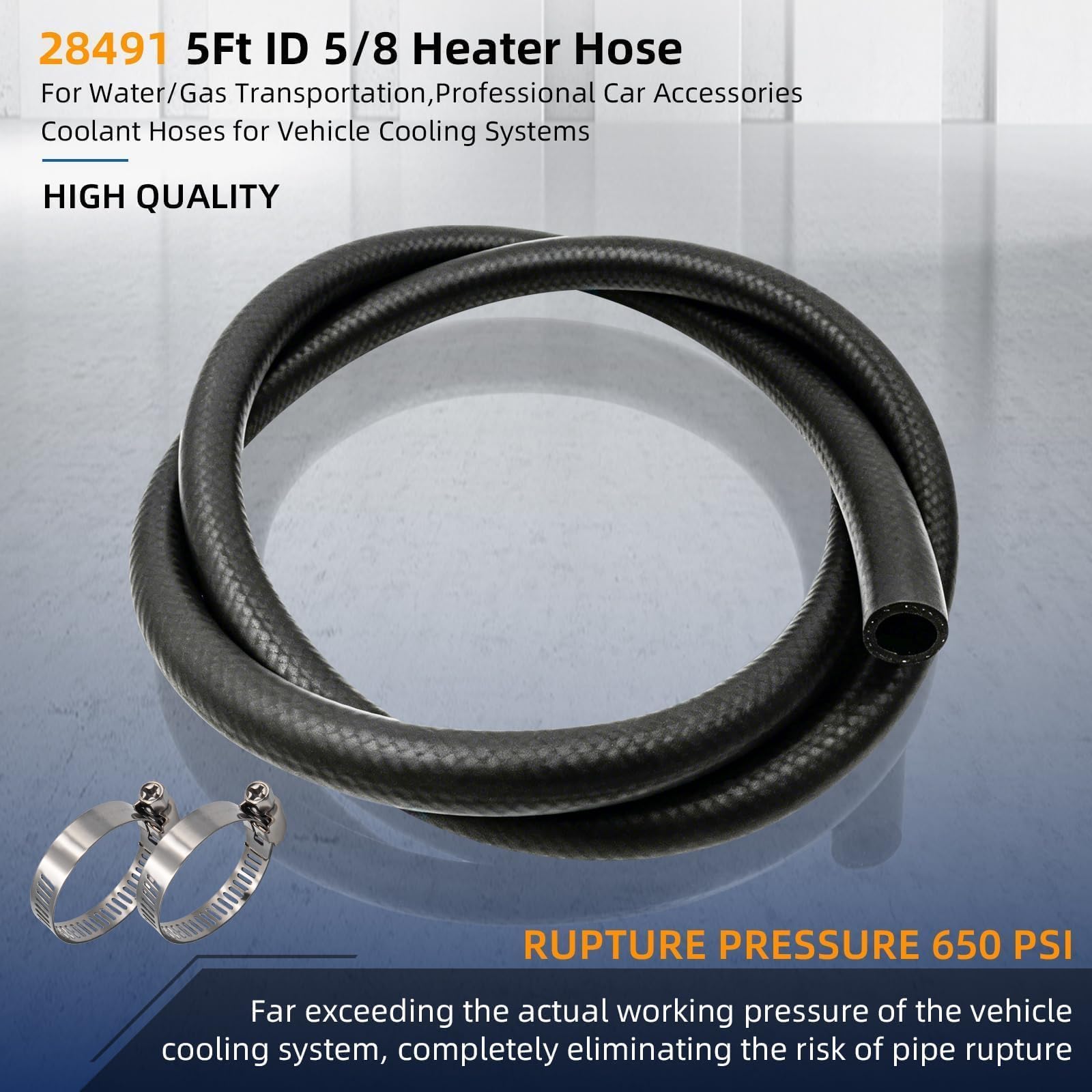 28491 Innenheizungsschlauch, 1,6 cm Länge, Sicherheitsstreifen, Schwarz