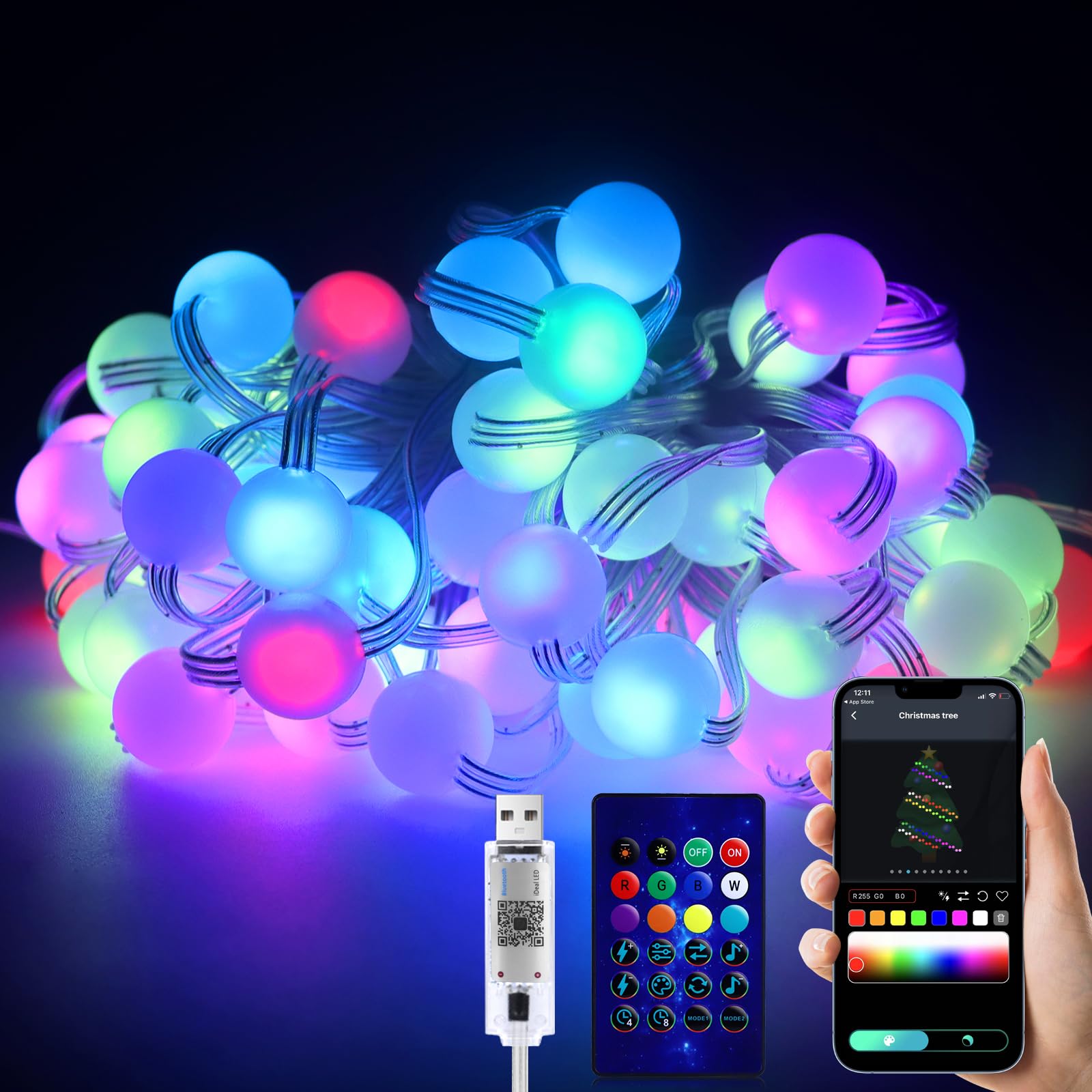 Catena Luminosa LED RGB 5m, WiFi E App, Compatibile Con Alexa, Sincronizzazione Musicale, Impermeabile IP65, USB, Per Decorazioni Interne/Estere - 3