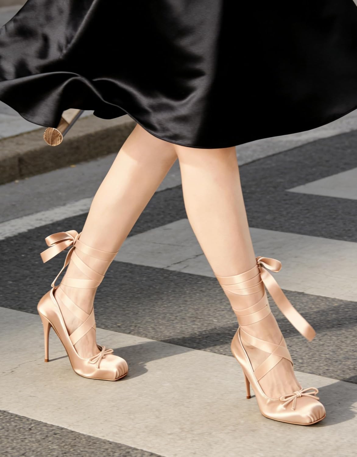 Oiamenne Women's Satin Ballerina Stiletto-Heels for Wedding and Dressy - Image 2