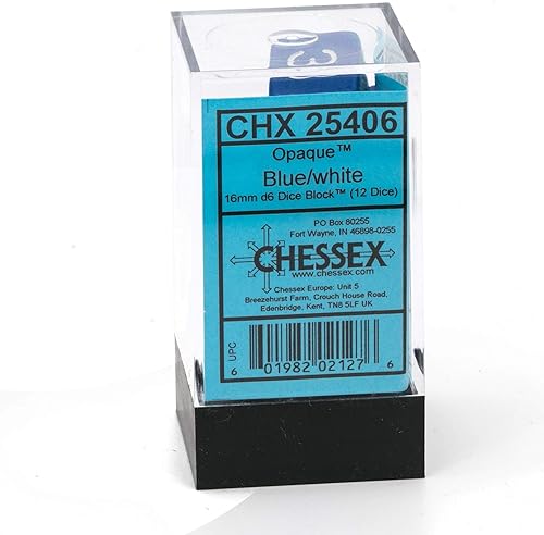 Miniatura 2 de Chessex CHX25406 Juego de dados opacos azul/blanco