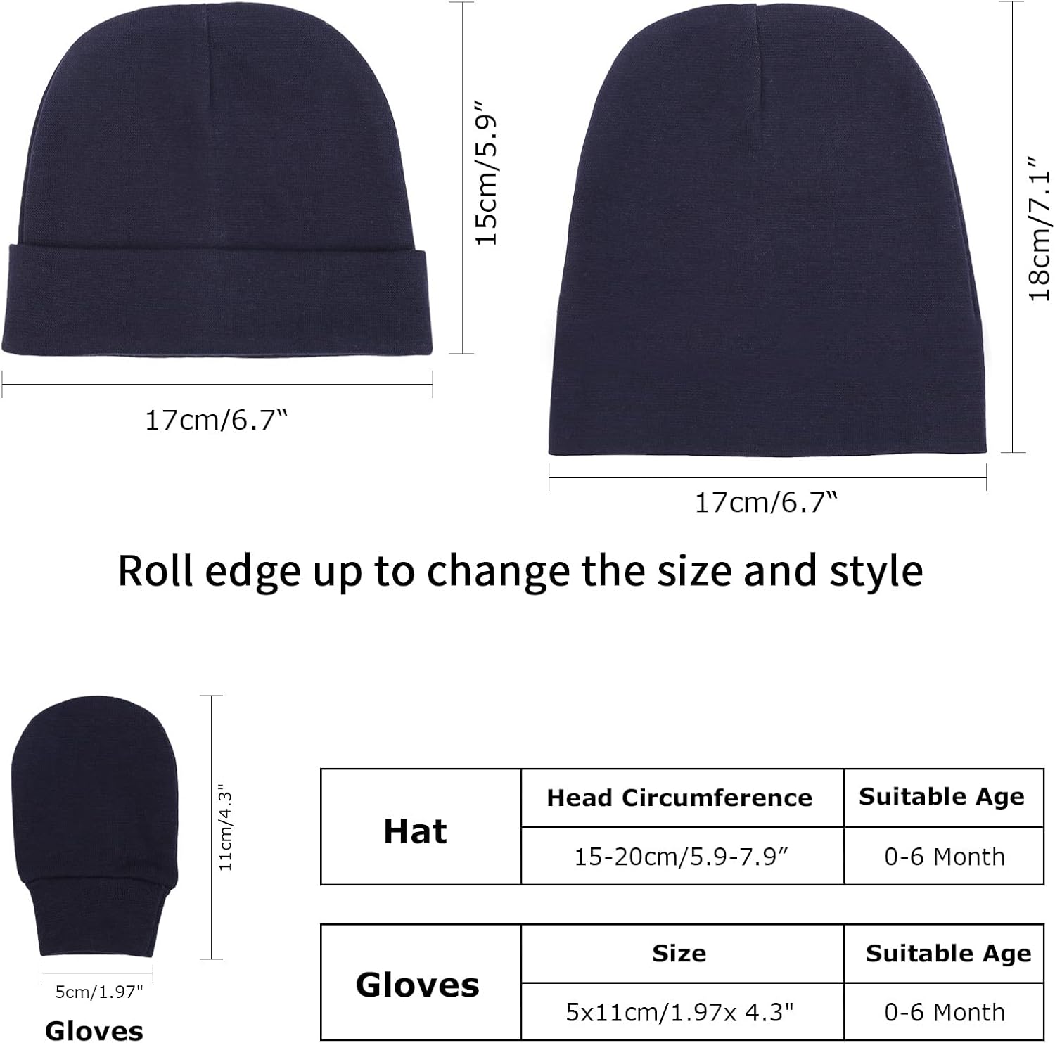 Newborn Baby Hats and Mittens Set Infant Beanie Cap Toddler Gloves Newborn Hospital Hats for Baby Boys Girls Kid 0-6 Months - Image 2