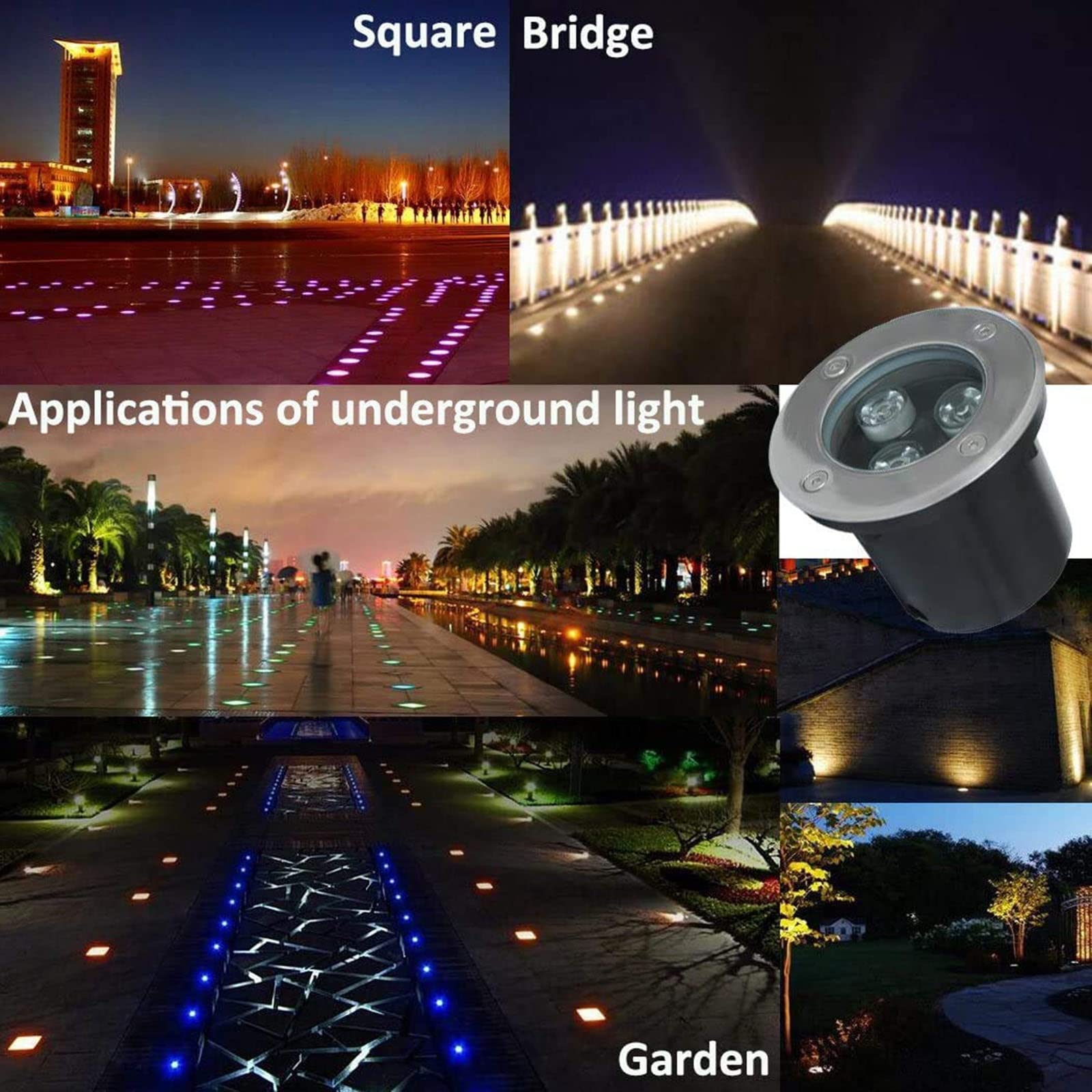 Lampa ogrodowa LED, 3 W, reflektor do zabudowy na zewnątrz, klasa wodoszczelności IP65, lampa ogrodowa z aluminium i szkła hartowanego do tworzenia ścieżek i krajobrazu (RGB