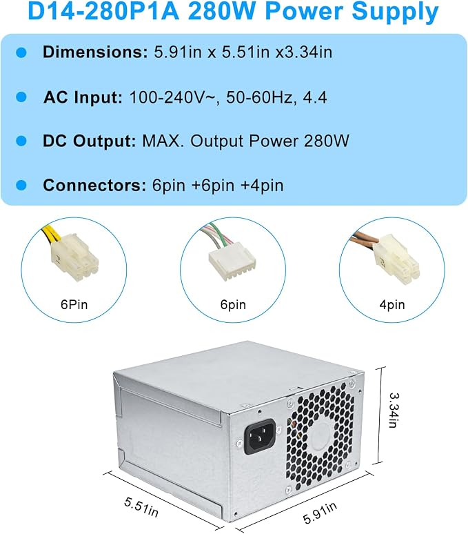 Upgraded PCE015 796348-001 D14-280P1A 280W Power Supply 796418-001 PSU Compatible with HP ProDesk 600 680 800 880 G2 TWR Switching Power Supply miniatura 4