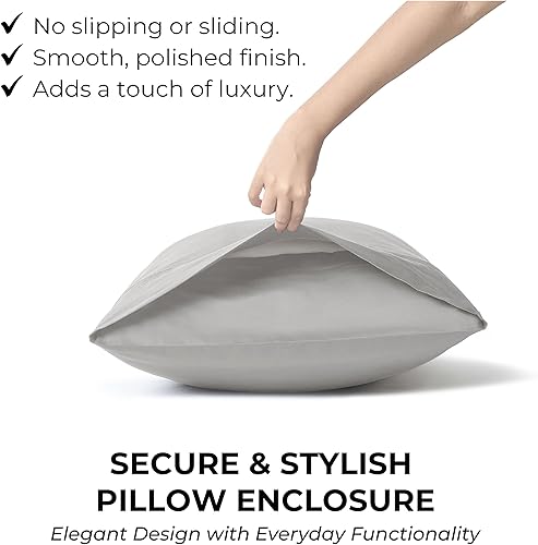 Miniatura 5 de Juego de sábanas de algodón 100 % natural, tejido de satén de una sola capa de 500 hilos, suave, transpirable, hipoalergénico, liso, de 4 piezas,