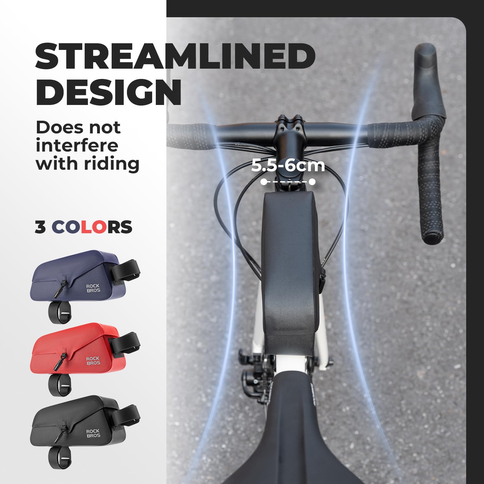 ROCKBROS Sacoche Cadre de Vélo Aspiration Magnétique, Sacoche pour Tube Supérieur Imperméable Sac Avant Bikepacking Léger pour VTT Vélo de Route Gravel 0,6 L