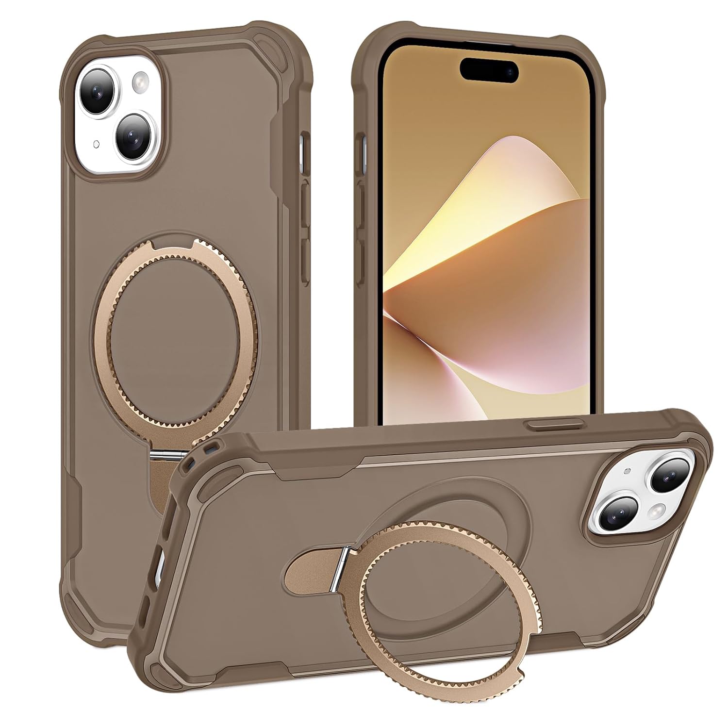 Compatible with iPhone 15 Case with Invisible Magnetic Ring Stand Compatible with Magnetic Military Drop Protection Shockproof Slim