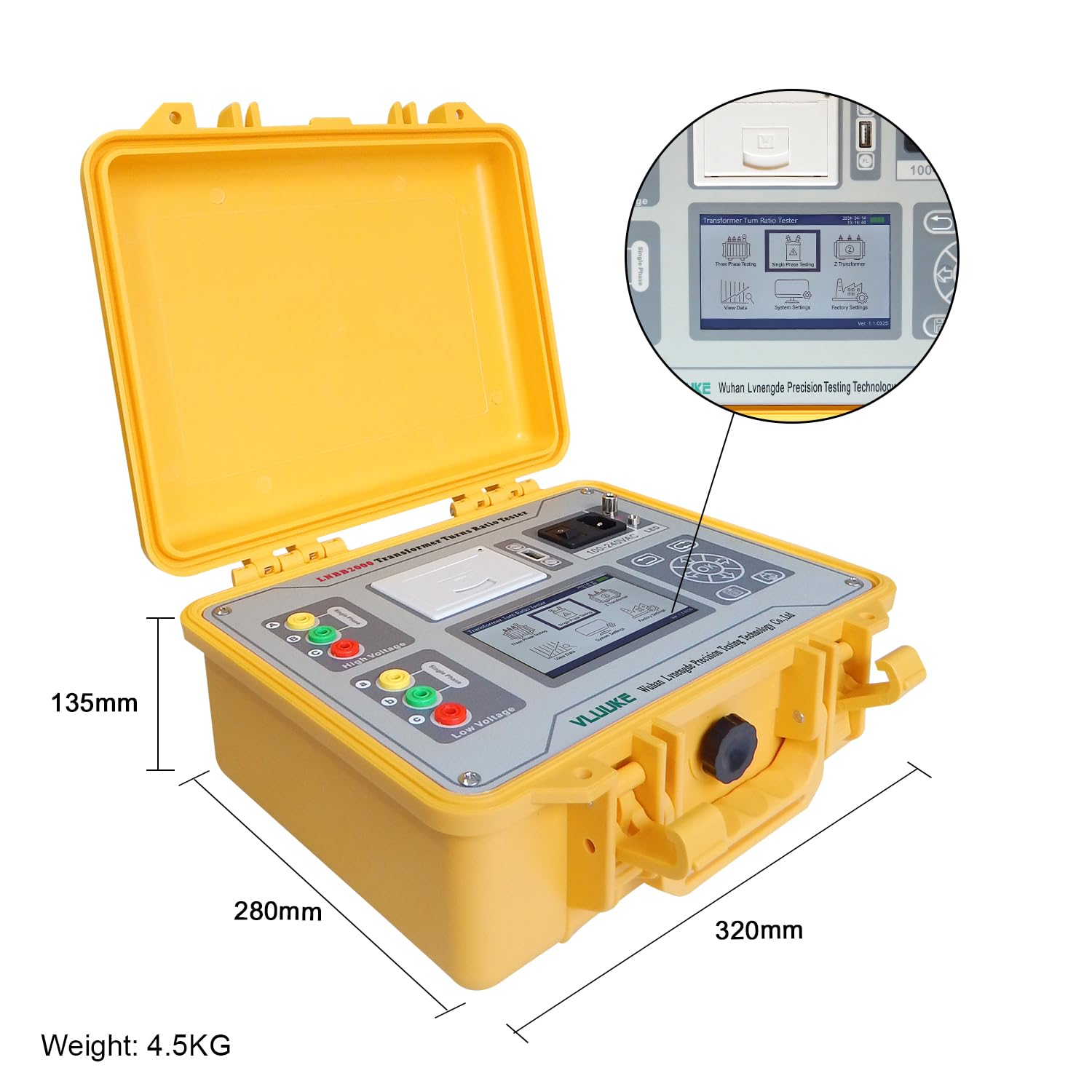 Transformer Turns Ratio Tester Transformer Kit TTR Tester Transformer Ratio Group Tester with Li Battery, 3 Phase Single Phase Transformer Test, PT CT, Polarity Testing