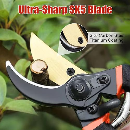 Miniatura 3 de Tijeras de podar de derivación de 8.5 pulgadas para jardinería, herramientas de tijeras de jardín, podadoras de mano resistentes para ramas de