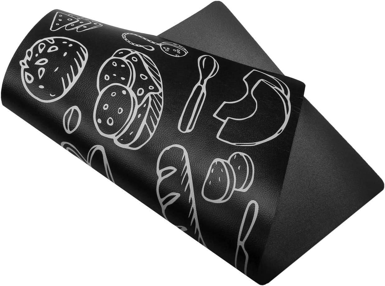 U'Artlines Anti Fatigue Kitchen Floor Mat, Comfort Heavy Duty Standing Mat,Waterproof PVC Non Slip Washable for Indoor Outdoor (18x30Inch, Black)