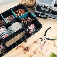 Vista 5 de Navaris Plastic Storage Box - Stackable Organizer Case with Adjustable and Removable Divider Compartment for Tools, Small Items, Jewelry - 3 Boxes