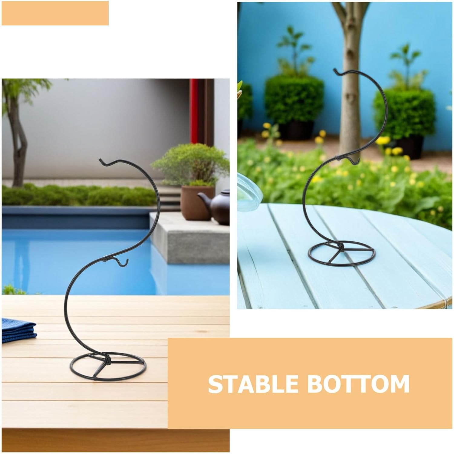 2pcs Micro Landscape Bottle Hanger S-shaped Iron Wire Plant Hanging Hook Stand for Glass Crystal Ball Display, Tabletop Ornament Holder for Christmas Decoration and Home Décor