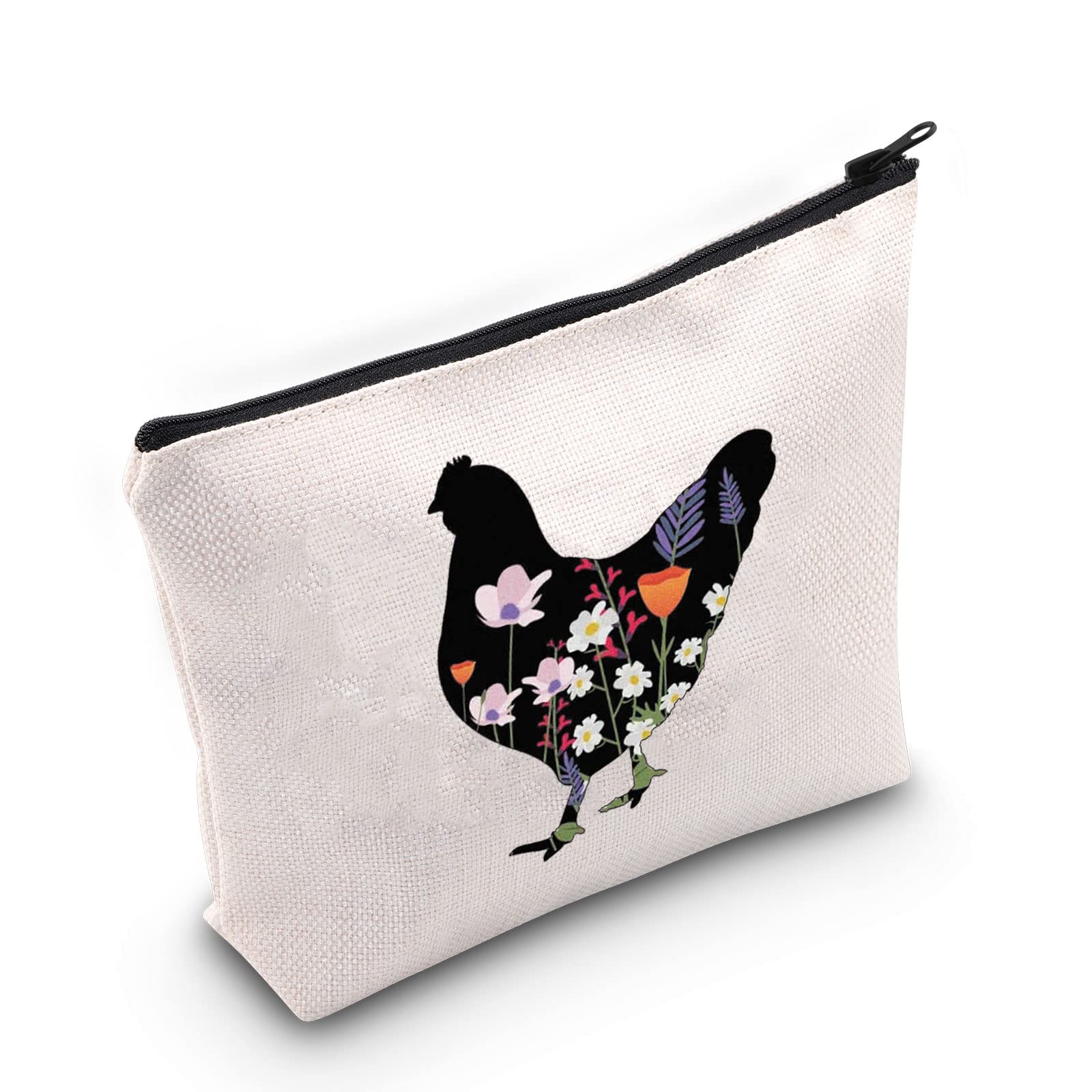 GenericChicken Lover Gift Chicken Makeup Bag Crazy Chicken Lady Cosmetic Bag Chicken Farmer Lover Gift Chicken Mom Gift Country Girl Travel Bag, Chicken White