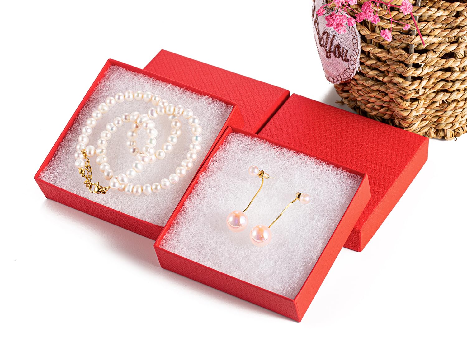 GEFTOL Jewelry Gift Boxes 20 Pack 3.5x3.5x1 Inch Cardboard Jewelry Boxes,Small Gift Boxes for Jewelry Earrings Necklaces Handmade Bangles Bracelets(Red)