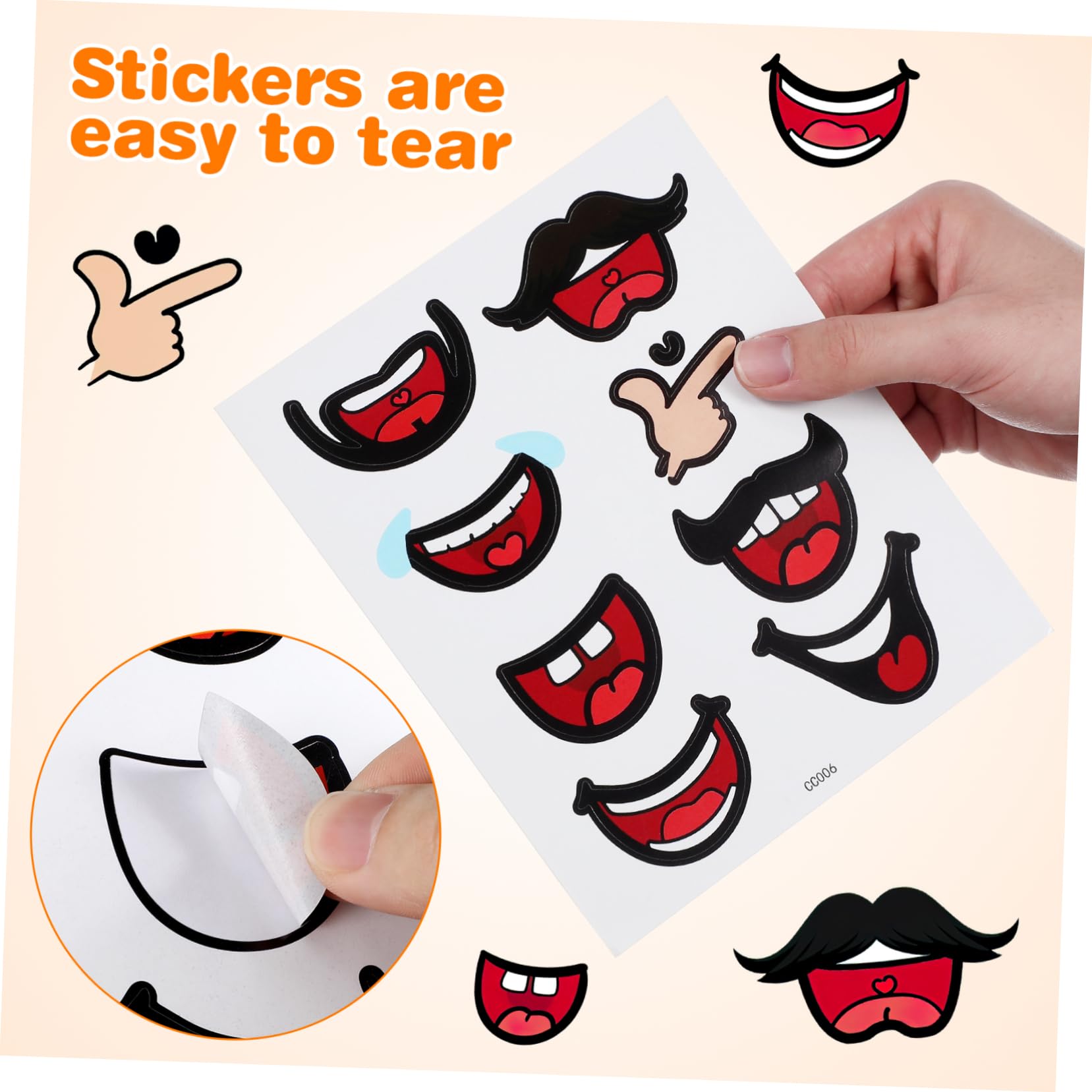 DOITOOL 5 Series Pegatinas De Boca Para Manualidades Diy De Stickers Autoadhesivos Para Animación Y Scrapbooking Accesorios Para Decorar Y Tarjetas 10 Hojas*5