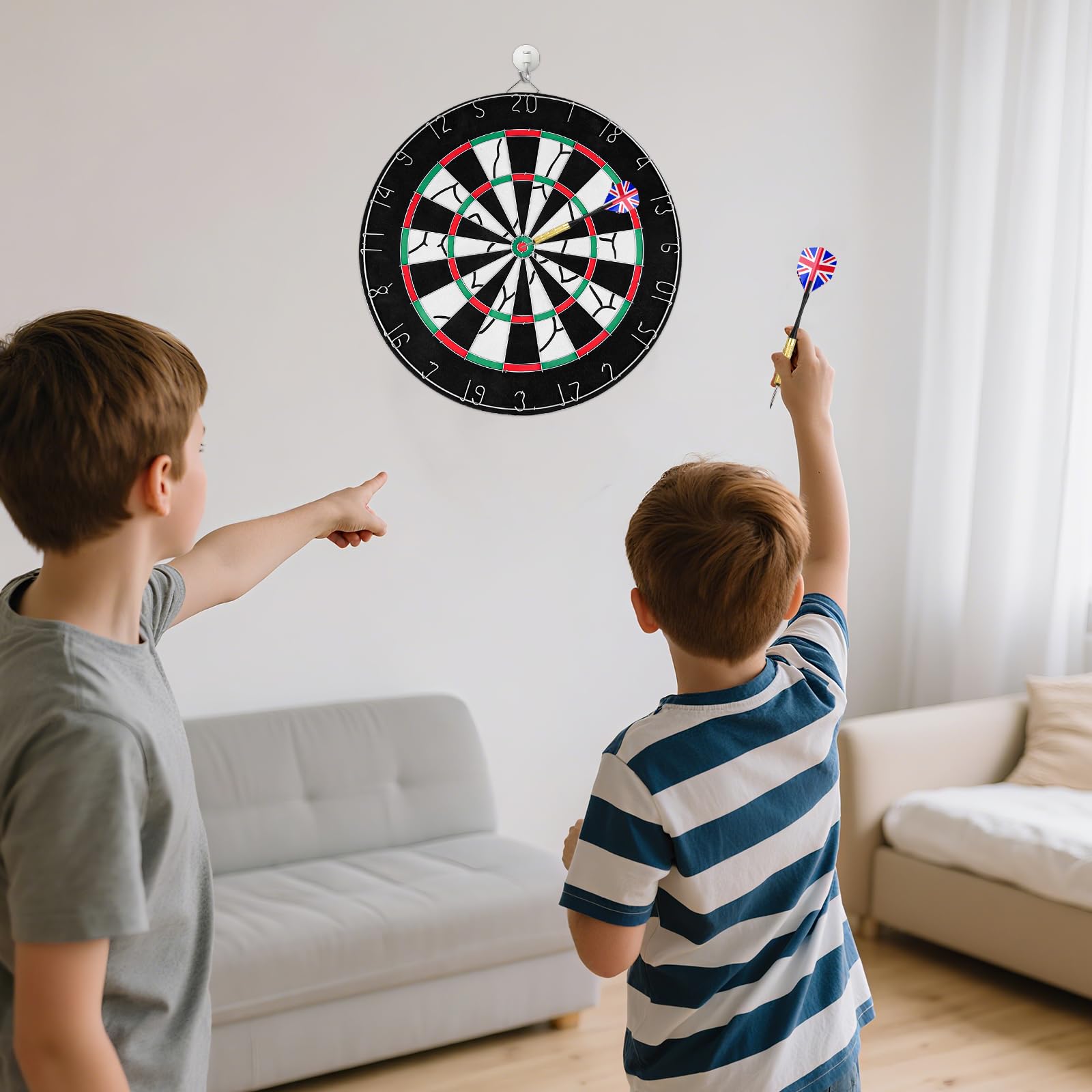 Juego de Diana de Doble Cara 44.8 cm con 6 Dardos, Tablero de Dardos Clásico